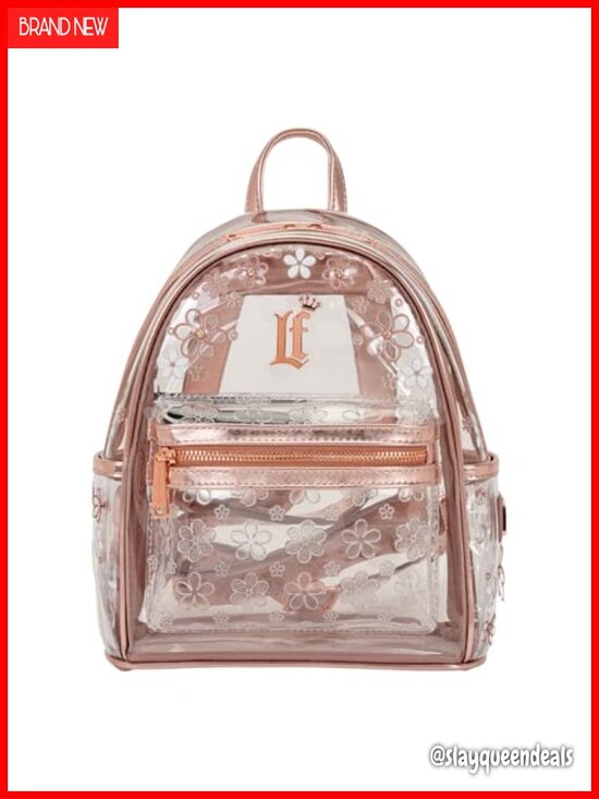 Clear Mini Backpack with Faux Leather Trim